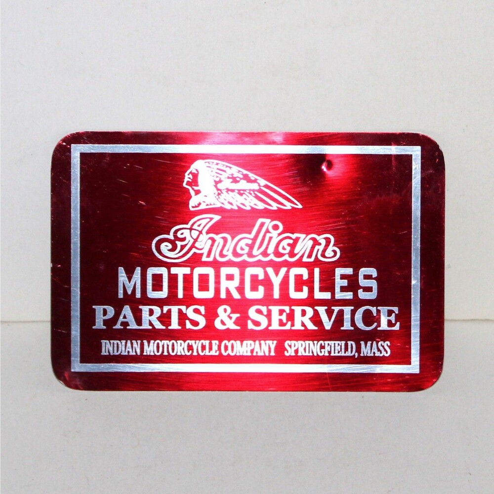 Indian Motorcycles Parts & Service Red Silver Metal Sign 4” x 6”